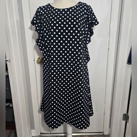 Lane Bryant black & white polka dot dress Flutter sleeves plus size 18/20 - Picture 10 of 13